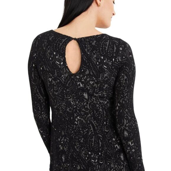 A Pea in the Pod Textured Paisley Peplum Maternity Tunic Top Black Size S NWT - Picture 2 of 6